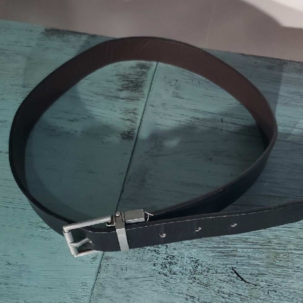 Children's Black Leather Belt with Silver-metal Buckle